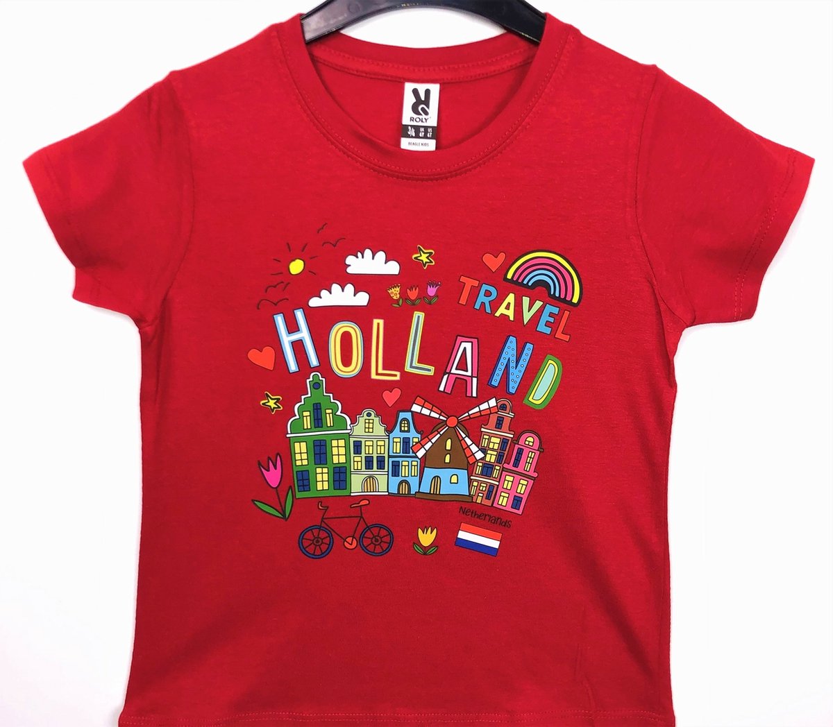 T-shirt rood Holland travel kinderen | Maat 104